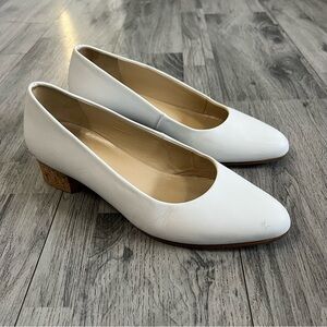 Anne Thomas Michele Pump White Leather Cork Heels Sz 38